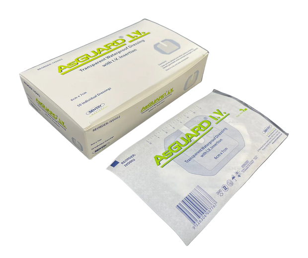 AsGUARD I.V Transparent Waterproof Dressing with I.V. Insertion 6cmX7cm(50)