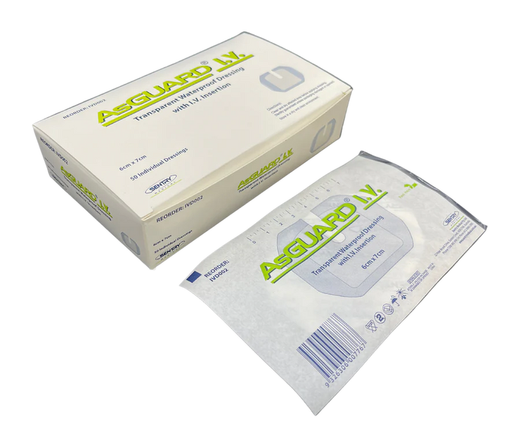 AsGUARD I.V Transparent Waterproof Dressing with I.V. Insertion 6cmX7cm(50)