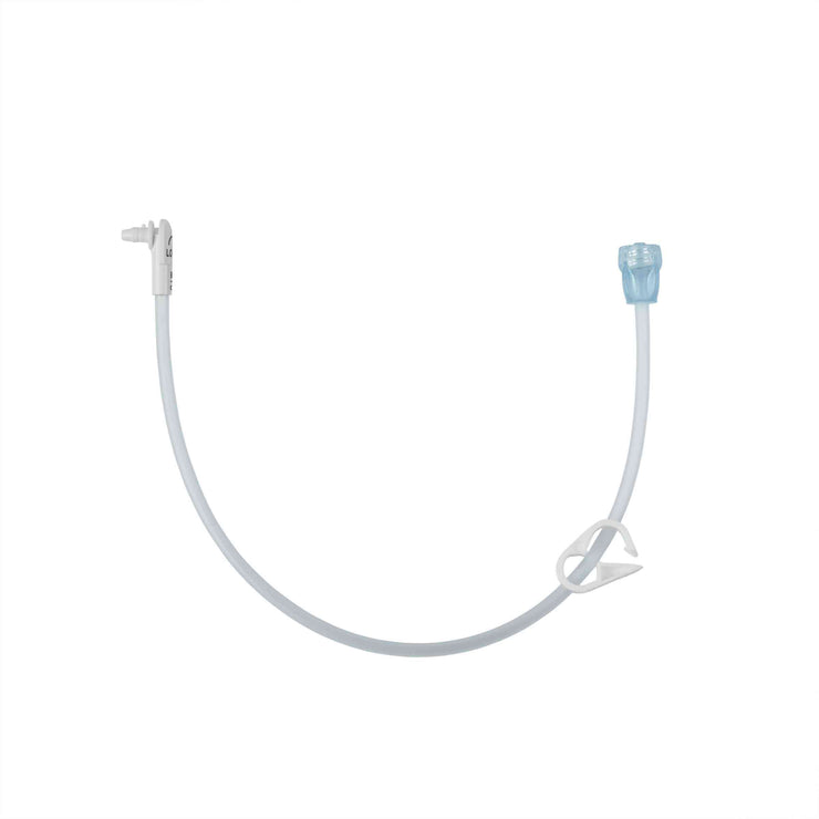 MIC-KEY* Single Port Feed Extension Set with ENFit® Connector, SECUR-LOK* Right Angle Connector and Bolus ENFit® Connector and Clamp