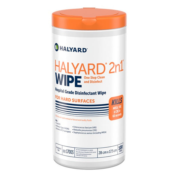 HALYARD 2n1 Wipe Hospital Grade Disinfectant Wipe 100
