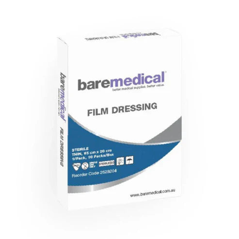 BareMed TRANSPARENT FILM DRESSING STERILE 10CM X 12CM PACK50