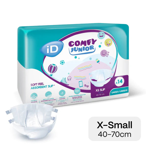 ID Comfy Junior Soft Feel Absorbent Slip XS 40cm-70cm 14 Pack - Kalon Meraki