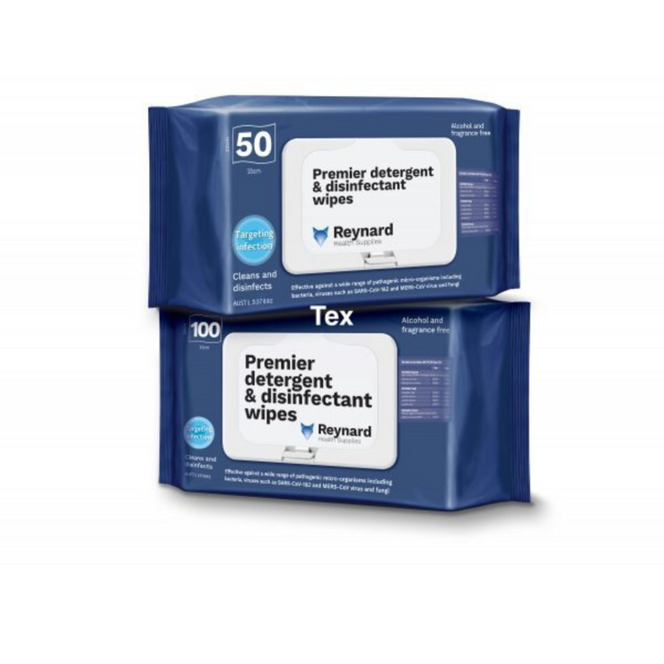 Reynard Premier Detergent & Disinfectant Wipes 100 Pack