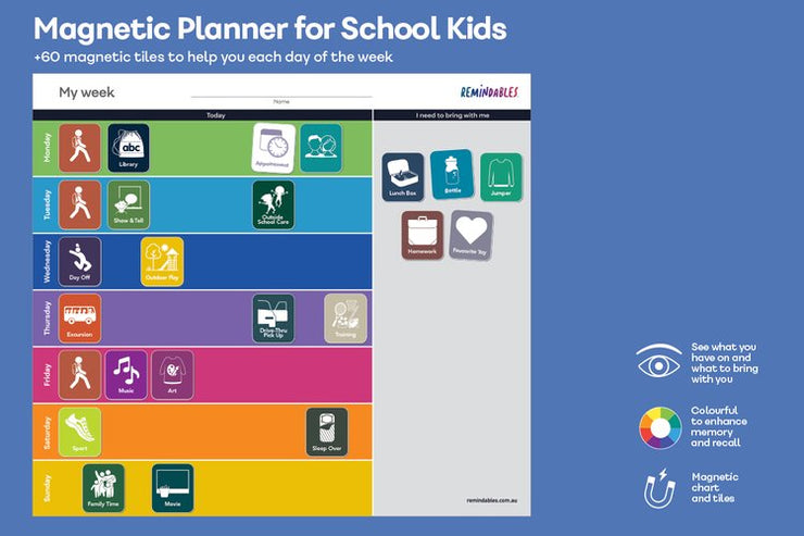 Magnetic Planner for School Aged Kids (60 Tiles+Chart)