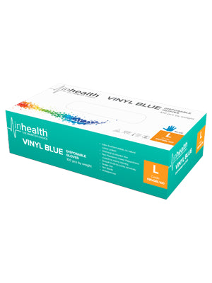 Inhealth Vinyl Blue Disposable Gloves - Large