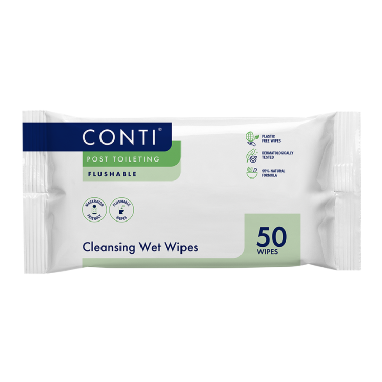 CONTI Post Toileting Flushable Wipes 50