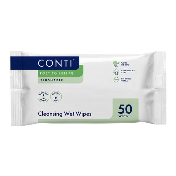 CONTI Post Toileting Flushable Wipes 50