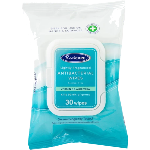 Realcare Antibacterial Wipes Lightly Fragranced 30 Wipes